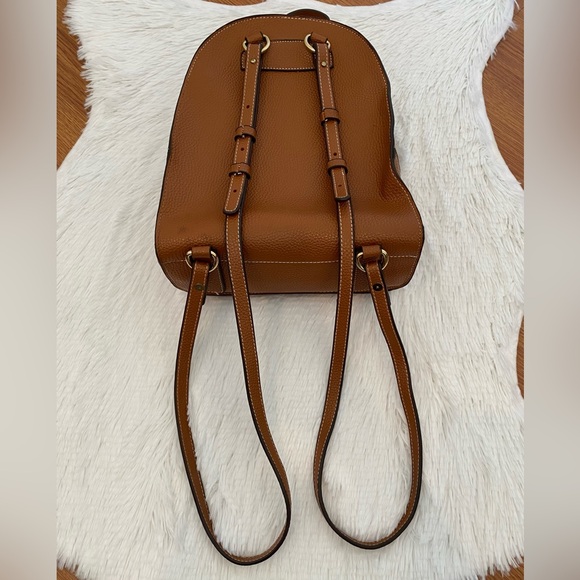 Women’s Backpack Pebbled Faux Leather Cognac Brown Adjustable Straps - Picture 4 of 8